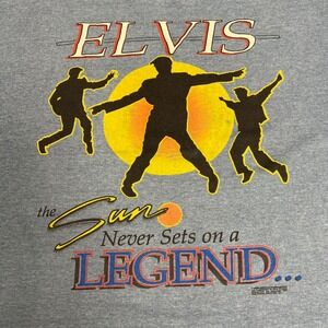 Vintage‎ Screen Stars Best Elvis T-Shirt The Sun Never Sets on a Legend XXL